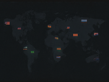 Global map with country flags