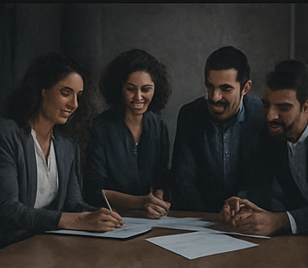 Team planning together